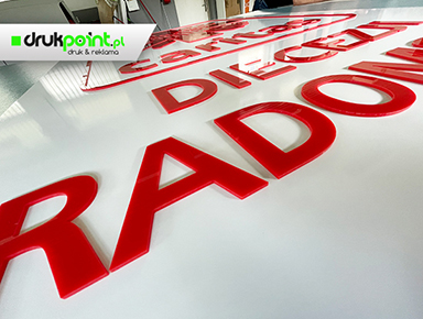 logo 3D na tablicy z plexi Radom, Warszawa